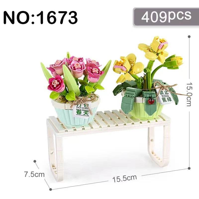 Deluxe Building Blocks Potted Flower Diy Gift For Girls - ToylandEU