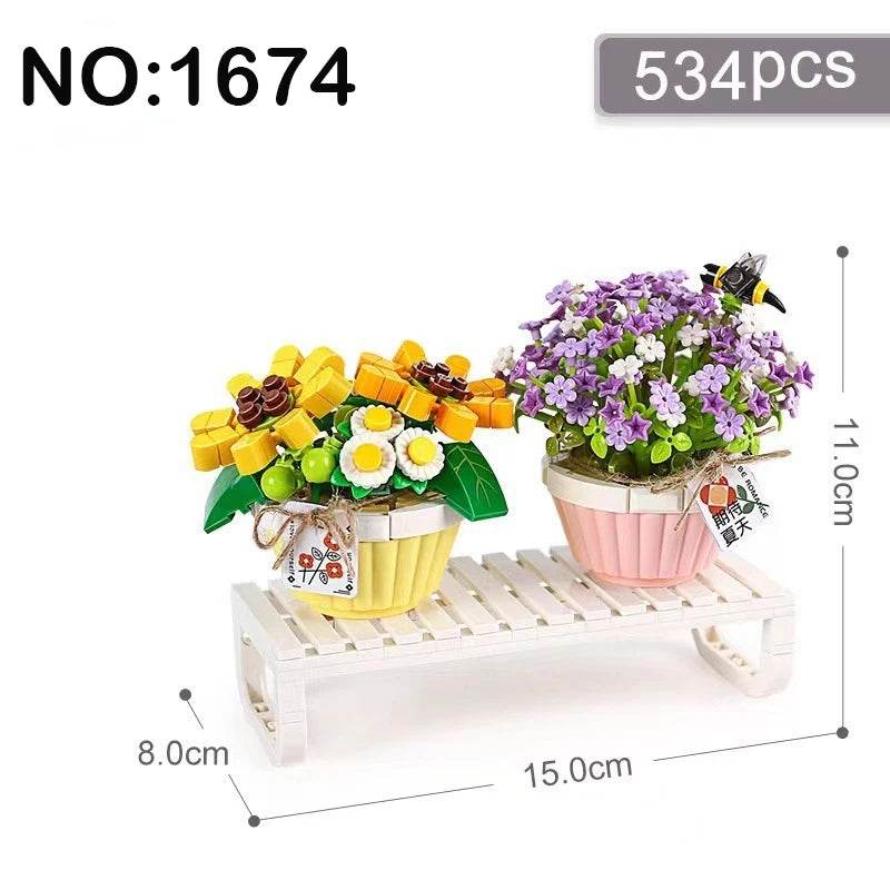 Deluxe Building Blocks Potted Flower Diy Gift For Girls - ToylandEU
