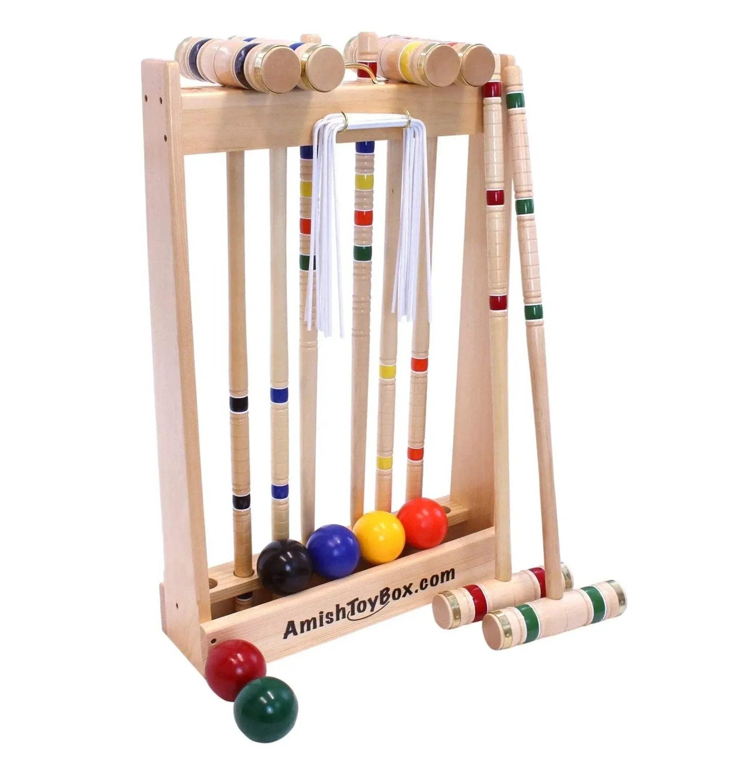 Deluxe Croquet Game Set, 6 Player, Amish-Made, With Wooden Holder - ToylandEU