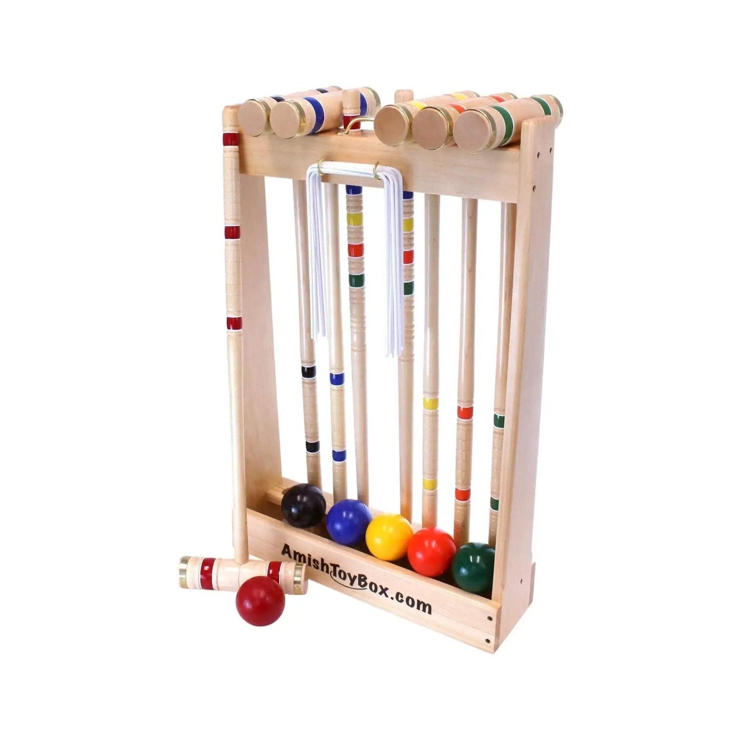 Deluxe Croquet Game Set, 6 Player, Amish-Made, With Wooden Holder - ToylandEU