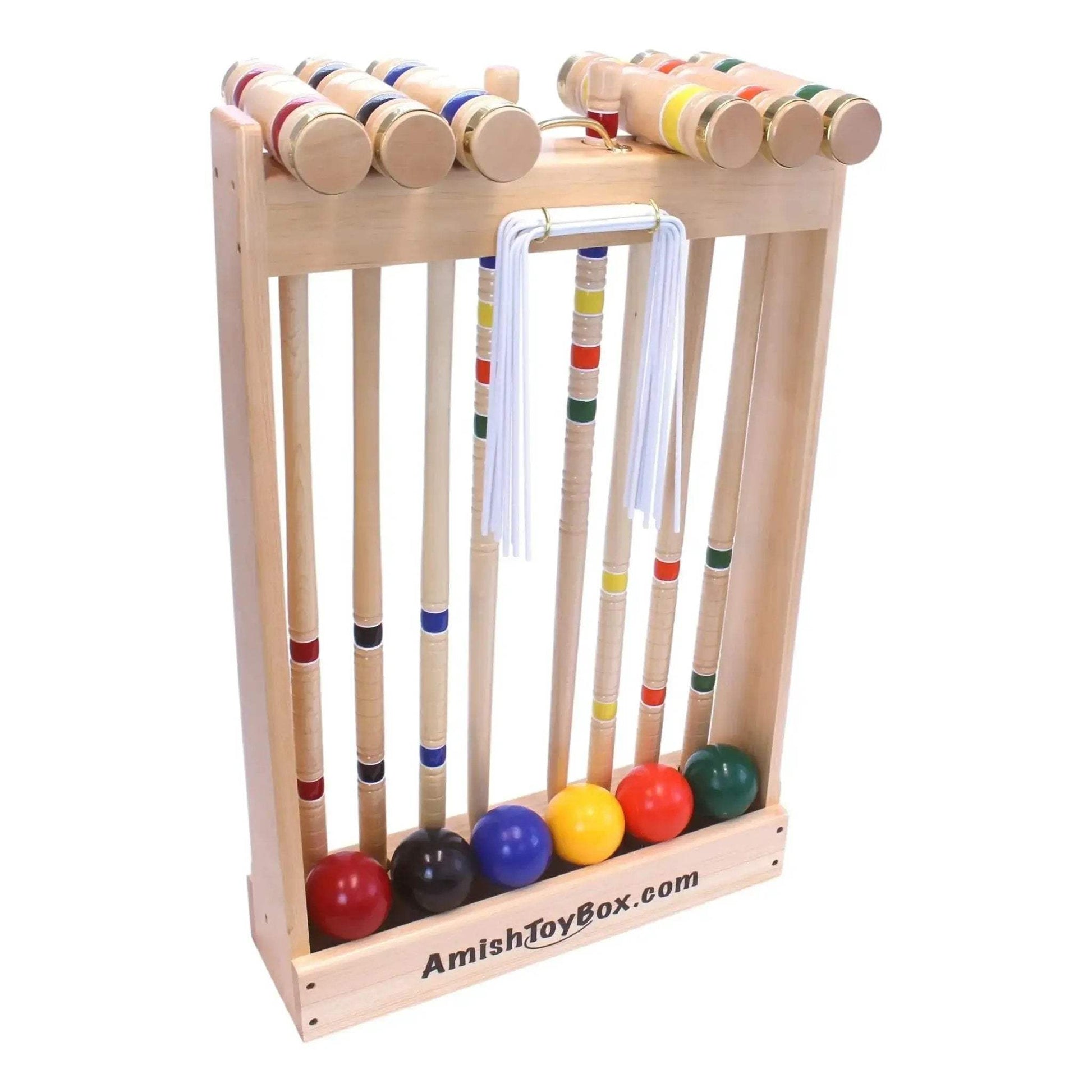 Deluxe Croquet Game Set, 6 Player, Amish-Made, With Wooden Holder - ToylandEU
