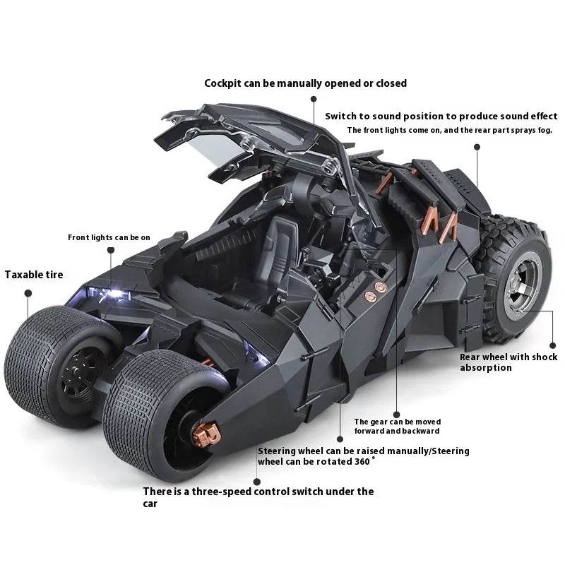 Deluxe Diecast Batmobile Tumbler Alloy Sound Light Gift - ToylandEU