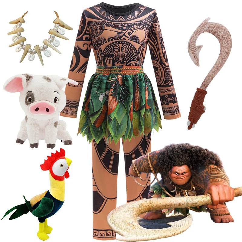 Deluxe Disney Maui Costume For Boys With Tattoo Print Pants - ToylandEU