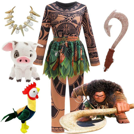 Deluxe Disney Maui Costume For Boys With Tattoo Print Pants - ToylandEU
