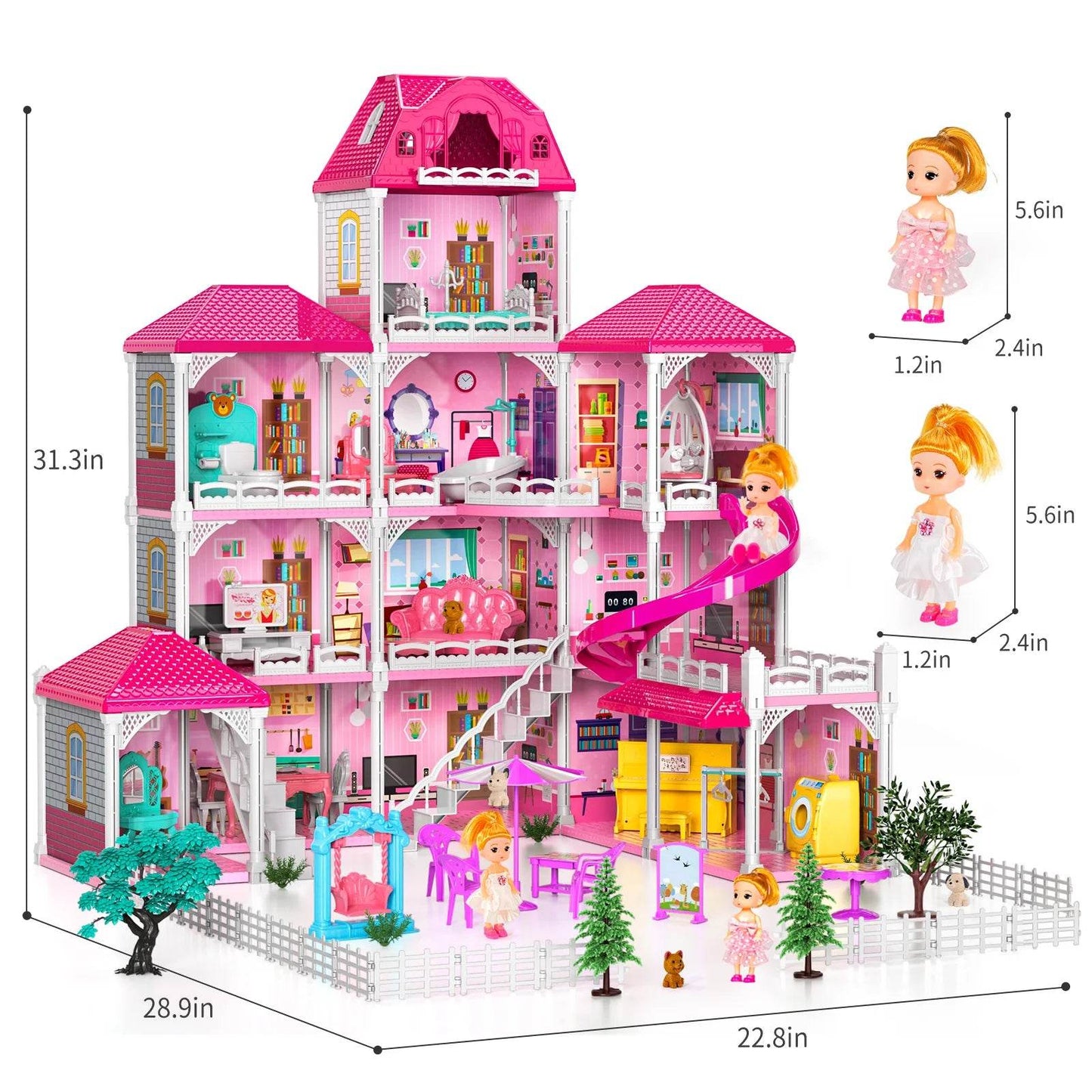 Deluxe Doll House With 12 Rooms For Girls Aged 3 To 8 - ToylandEU