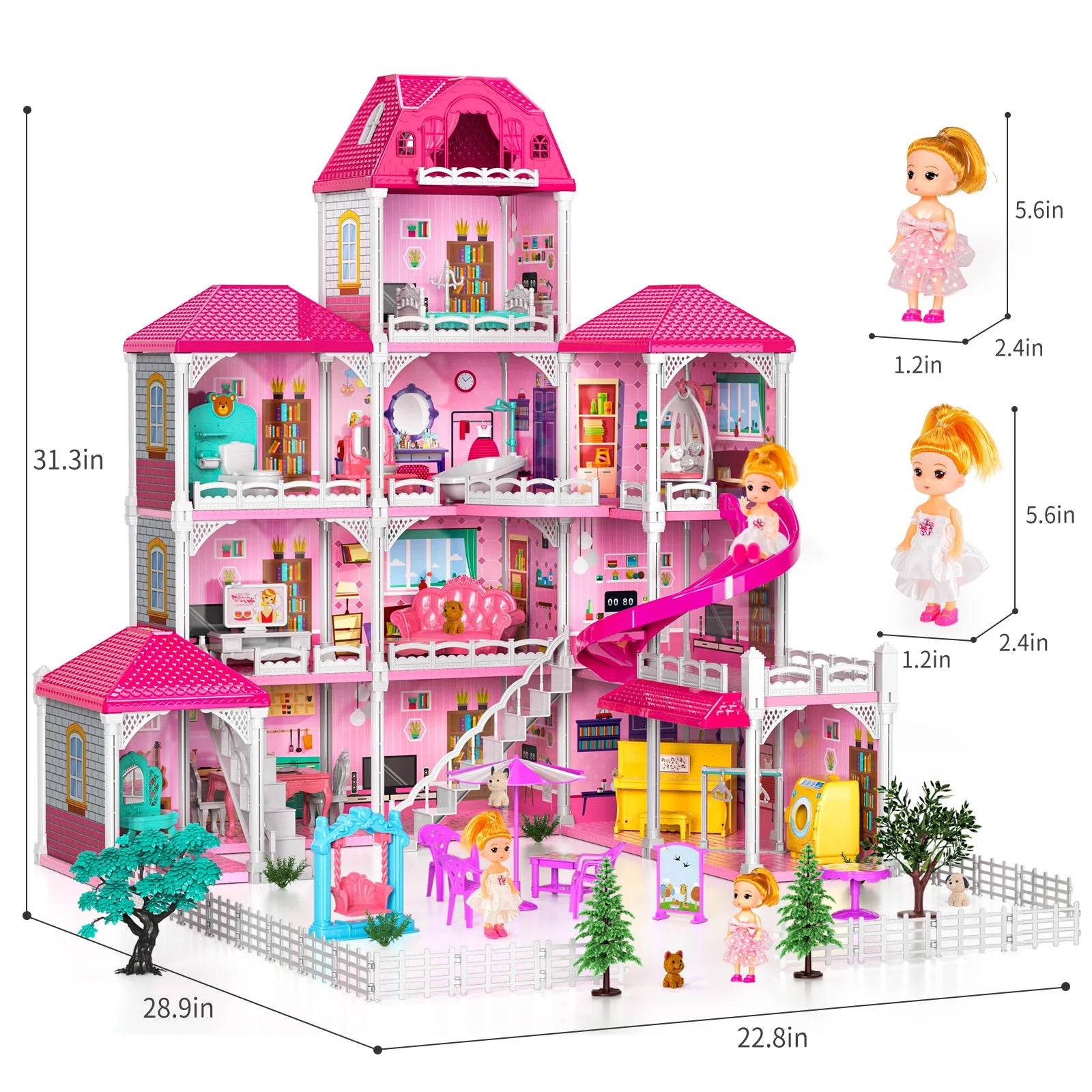 Deluxe Doll House With 12 Rooms For Girls Aged 3 To 8 - ToylandEU