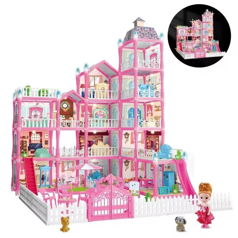 Deluxe Doll House With Lighted Furniture For Little Girls - ToylandEU