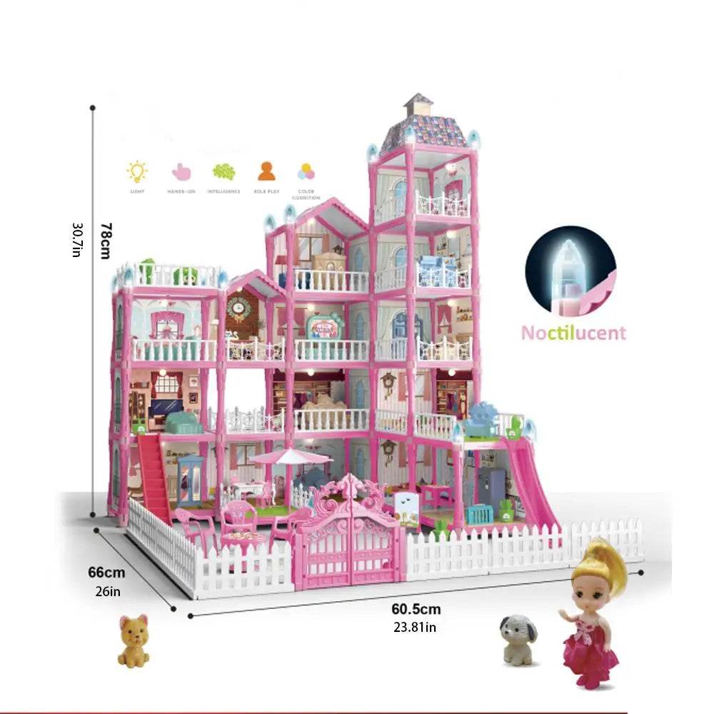 Deluxe Doll House With Lighted Furniture For Little Girls - ToylandEU