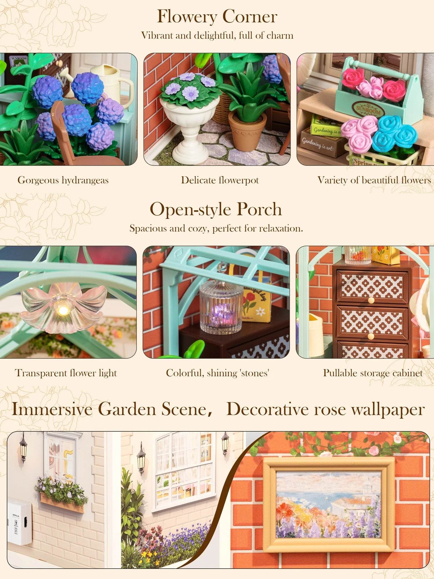 Deluxe Dollhouse Kit Enchanting Tea Garden For All Ages - ToylandEU