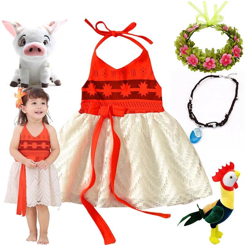 Deluxe Dress Two Piece Moana Costume For Girls 4 To 6 Party - ToylandEU