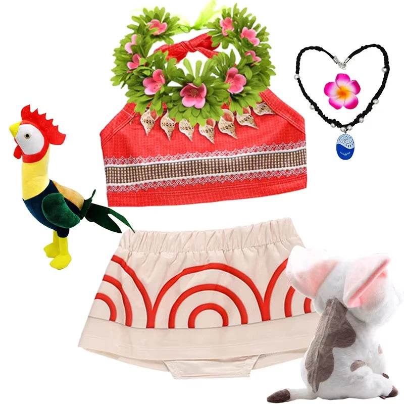 Deluxe Dress Two Piece Moana Costume For Girls 4 To 6 Party - ToylandEU