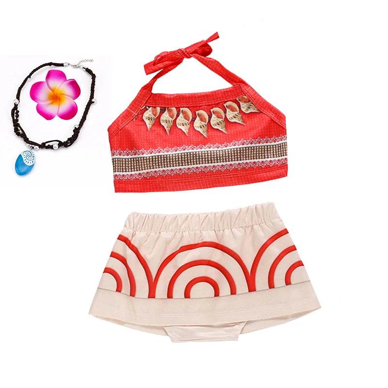 Deluxe Dress Two Piece Moana Costume For Girls 4 To 6 Party - ToylandEU