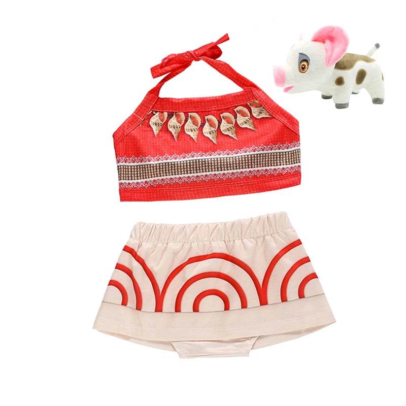 Deluxe Dress Two Piece Moana Costume For Girls 4 To 6 Party - ToylandEU