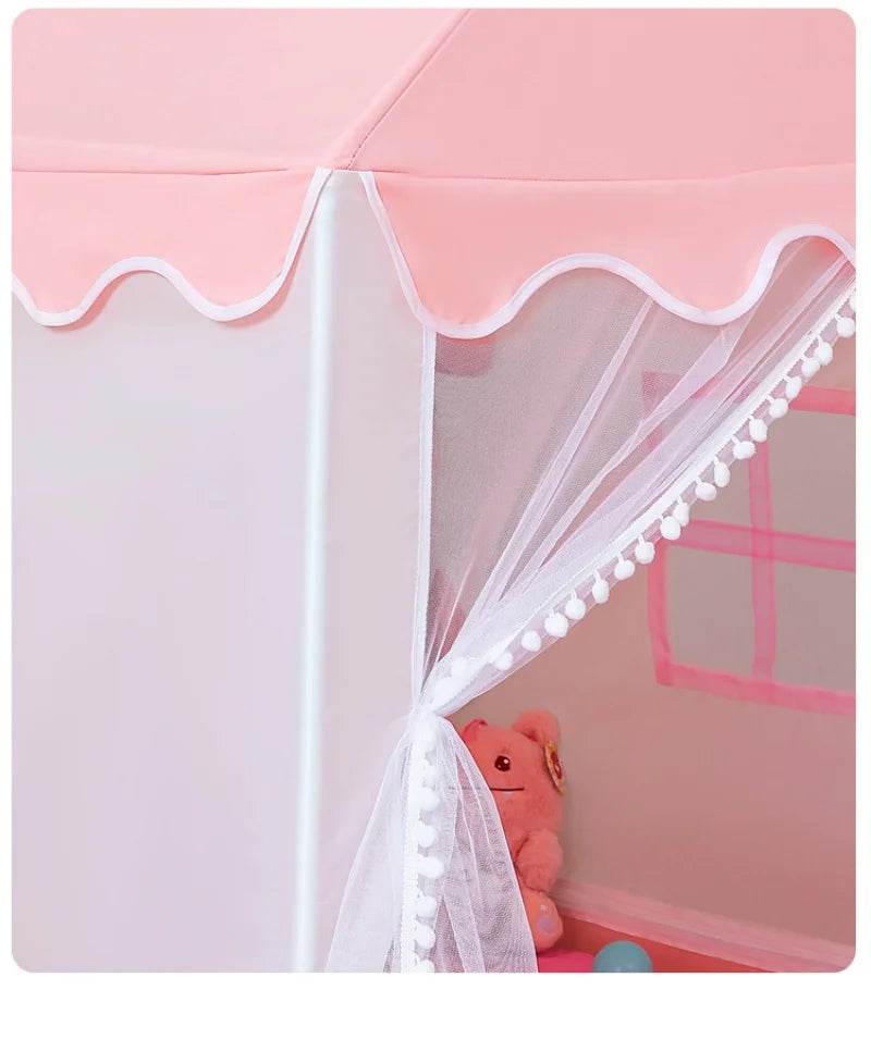 Deluxe Foldable Wigwam Tent 1.35m Pink Castle For Girls - ToylandEU