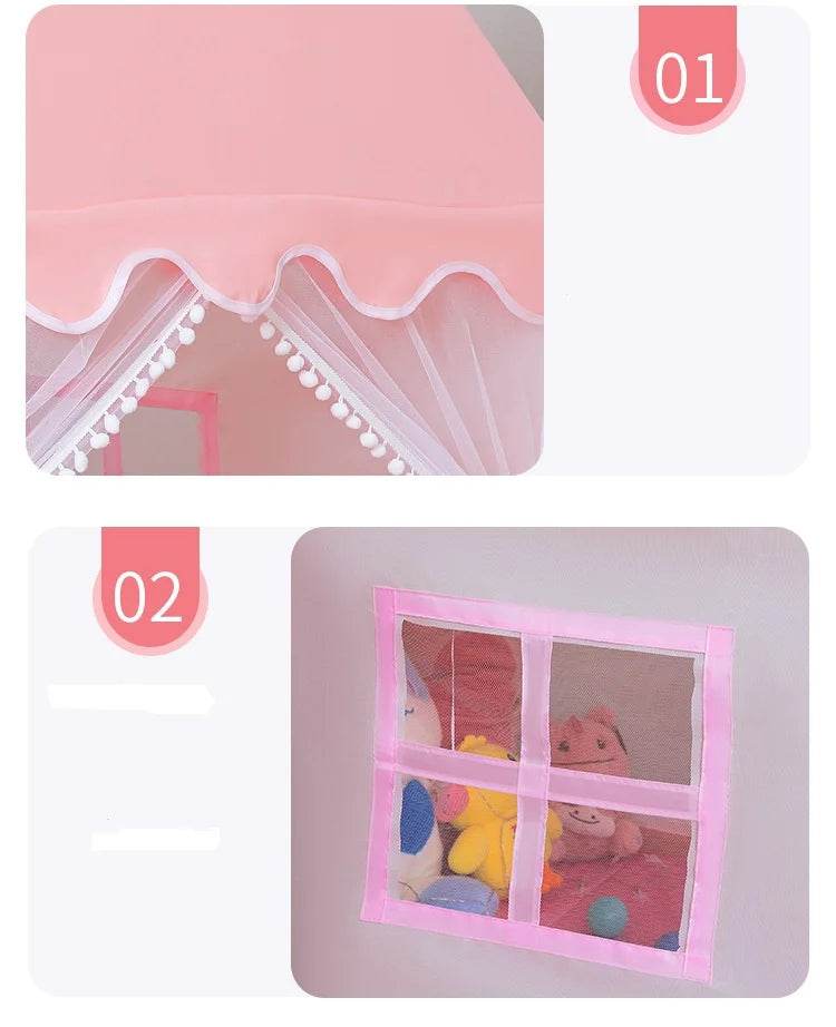 Deluxe Foldable Wigwam Tent 1.35m Pink Castle For Girls - ToylandEU