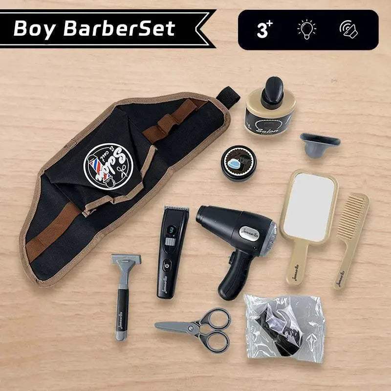 Deluxe Kids Barber Role Play Set with Realistic Accessories for Aspiring Young Hair Stylists - ToylandEU