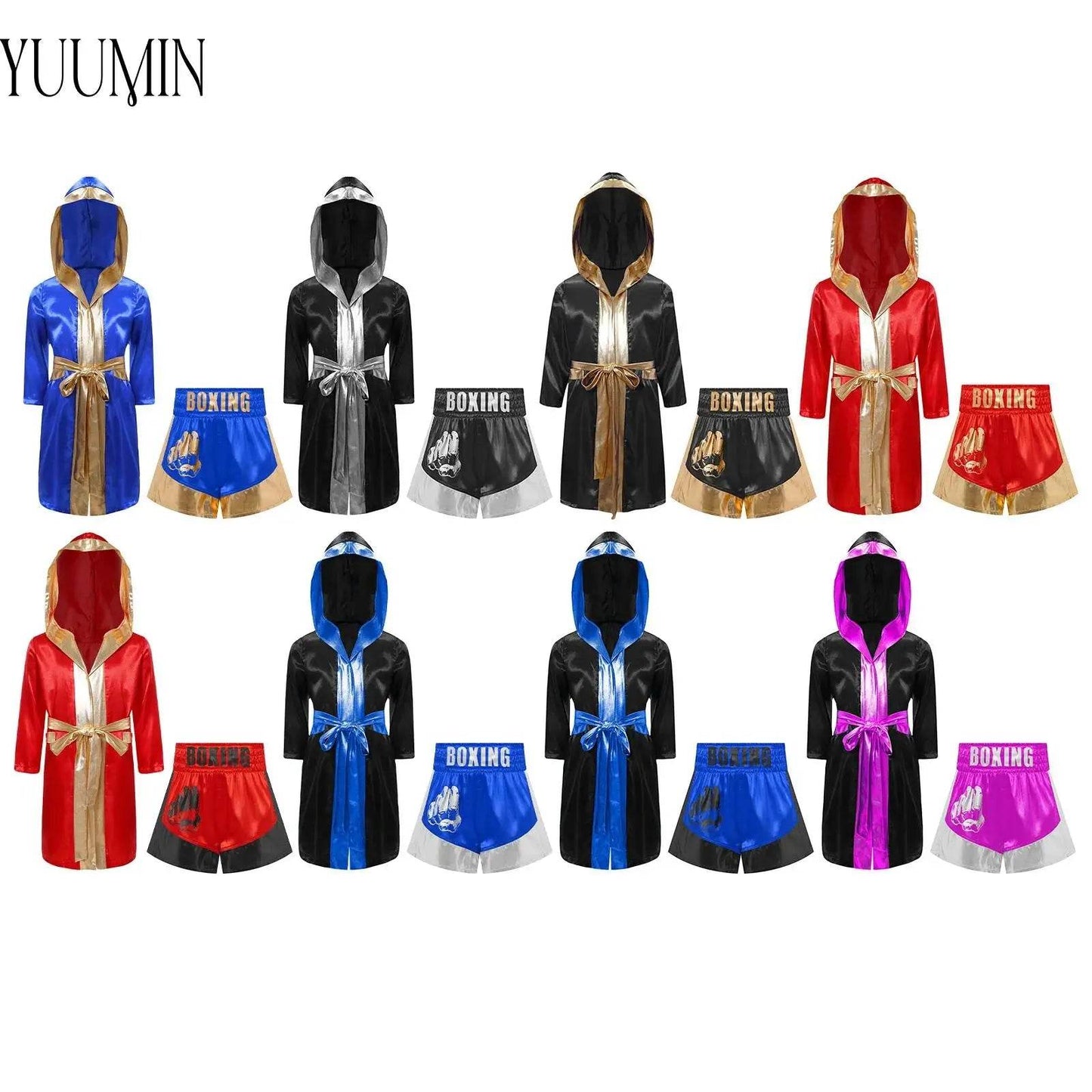 Deluxe Kids Boxing Robe Belted Hooded Metallic For Halloween - ToylandEU