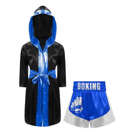 Deluxe Kids Boxing Robe Belted Hooded Metallic For Halloween - ToylandEU