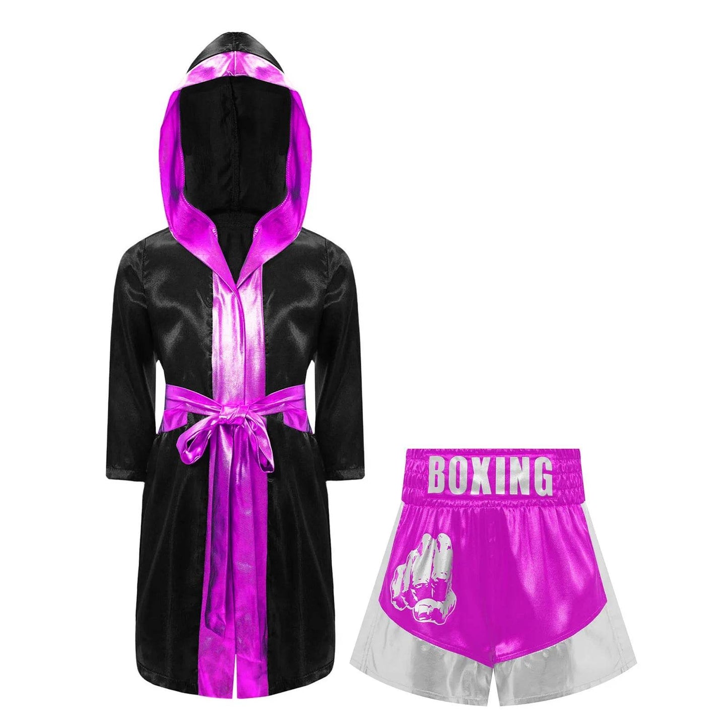 Deluxe Kids Boxing Robe Belted Hooded Metallic For Halloween - ToylandEU