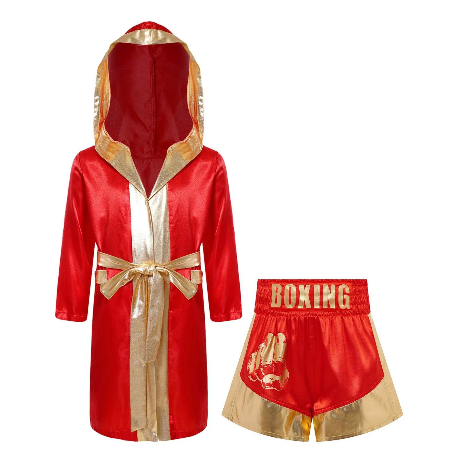Deluxe Kids Boxing Robe Belted Hooded Metallic For Halloween - ToylandEU