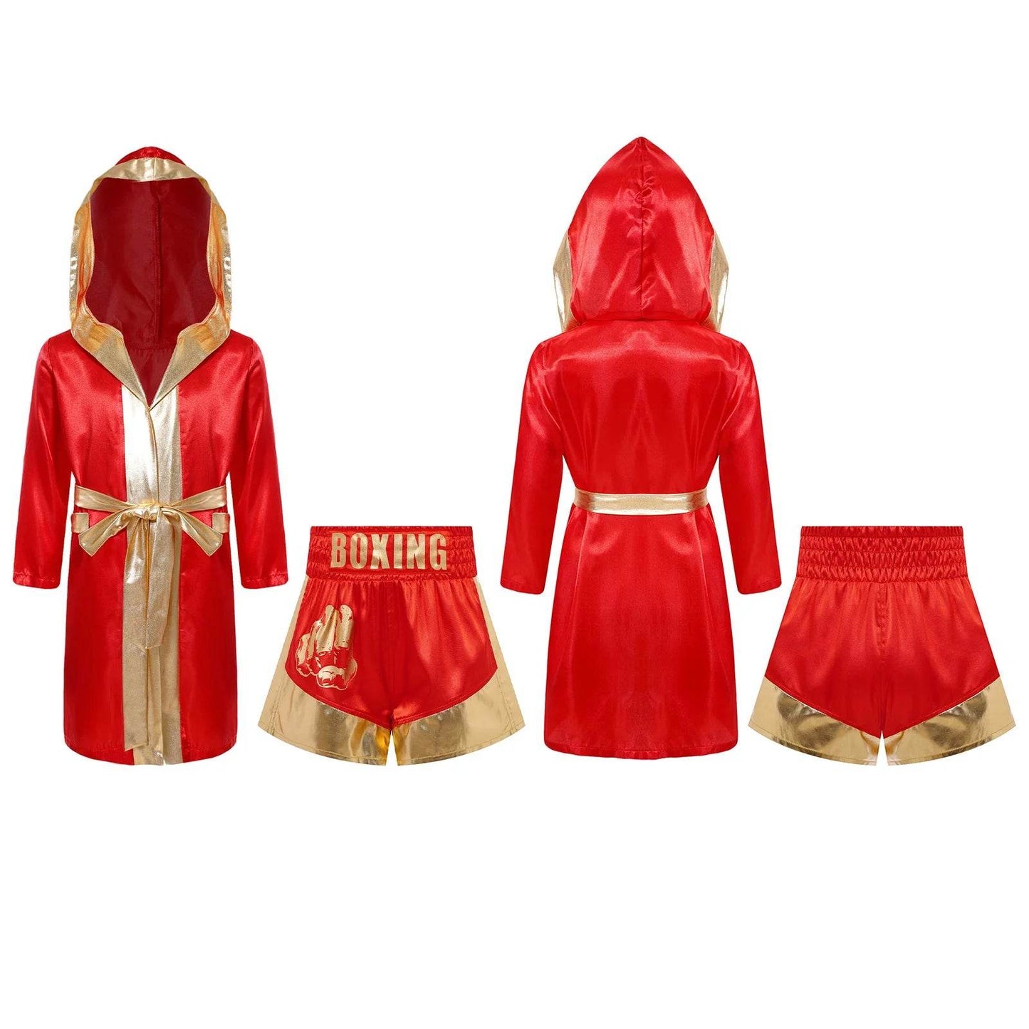 Deluxe Kids Boxing Robe Belted Hooded Metallic For Halloween - ToylandEU