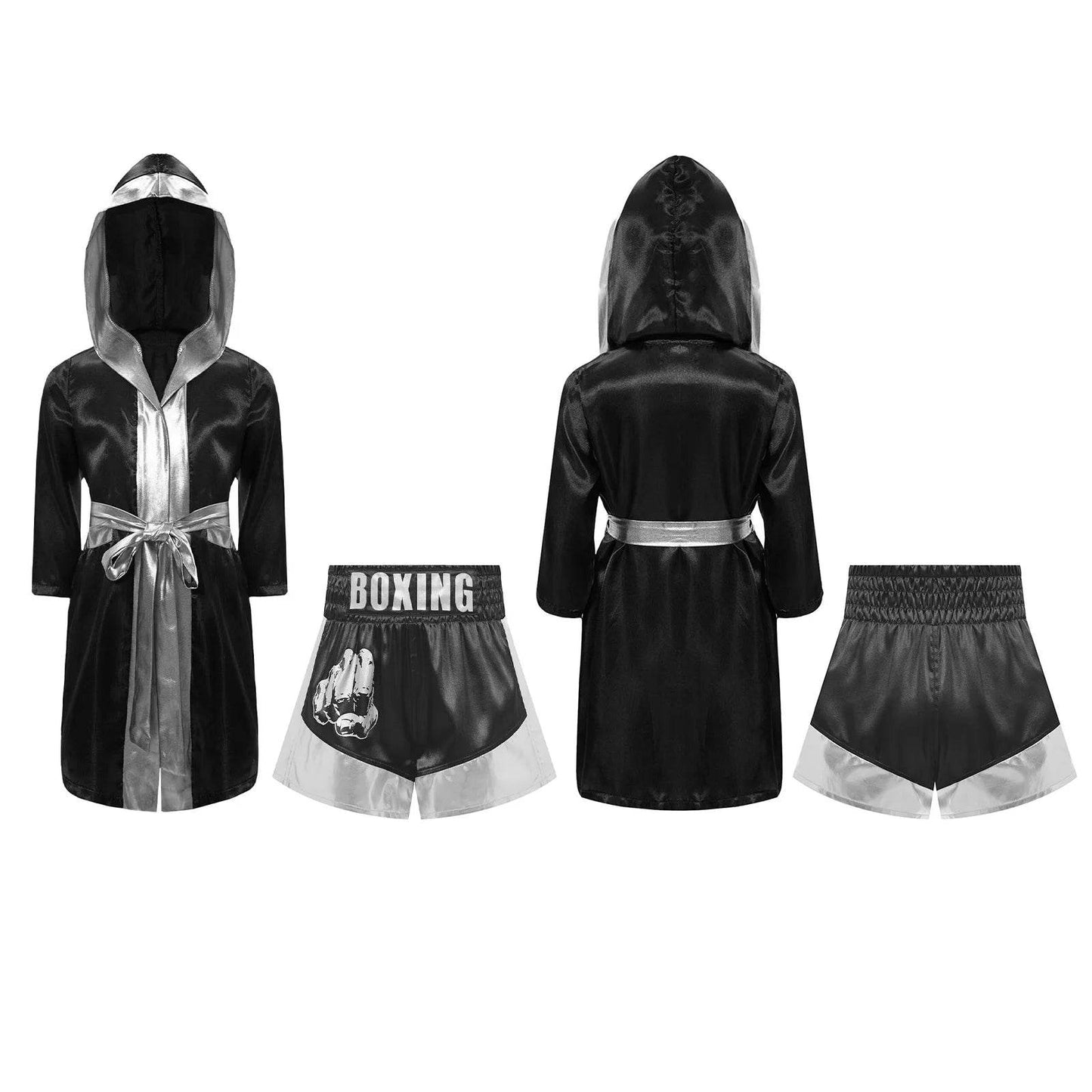 Deluxe Kids Boxing Robe Belted Hooded Metallic For Halloween - ToylandEU