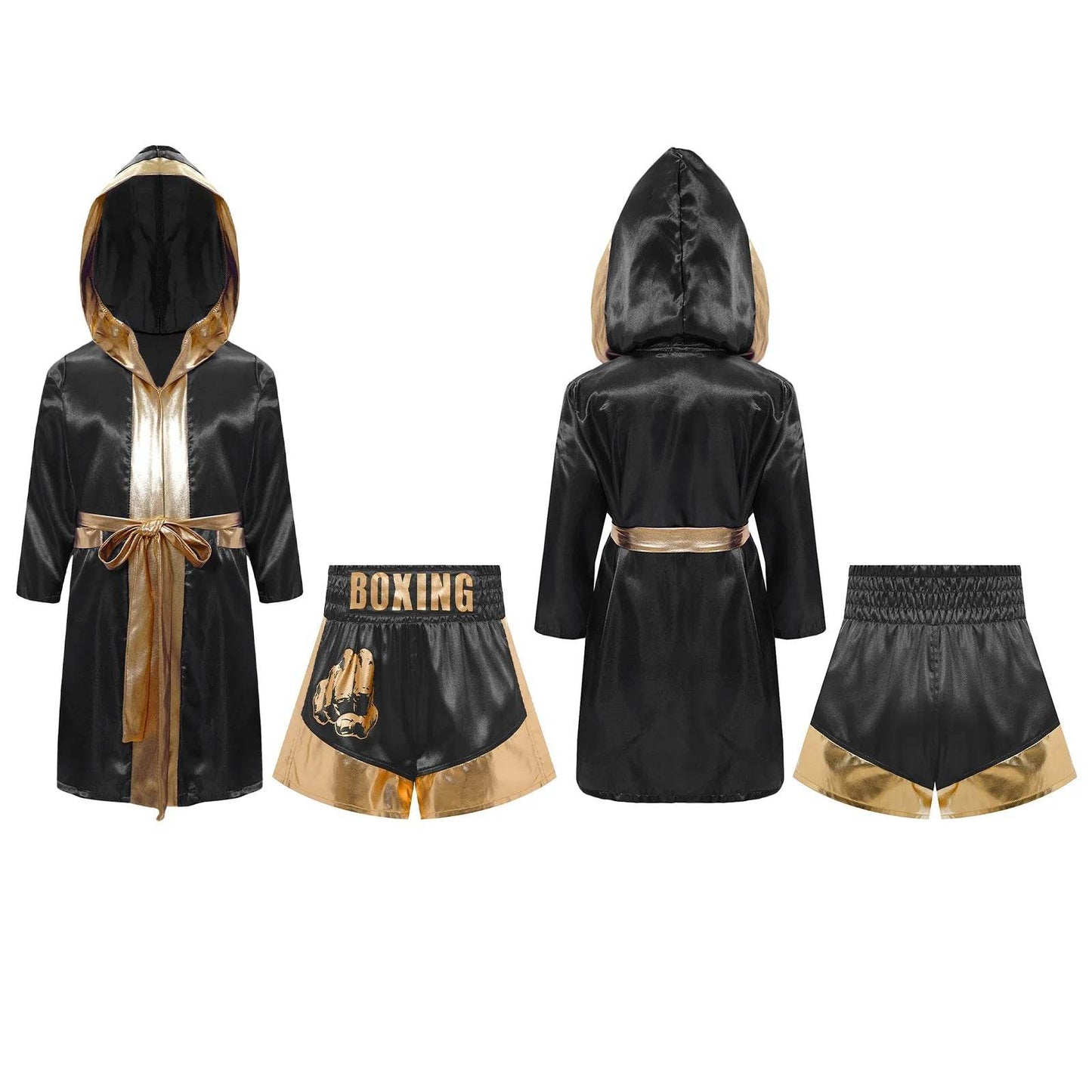 Deluxe Kids Boxing Robe Belted Hooded Metallic For Halloween - ToylandEU
