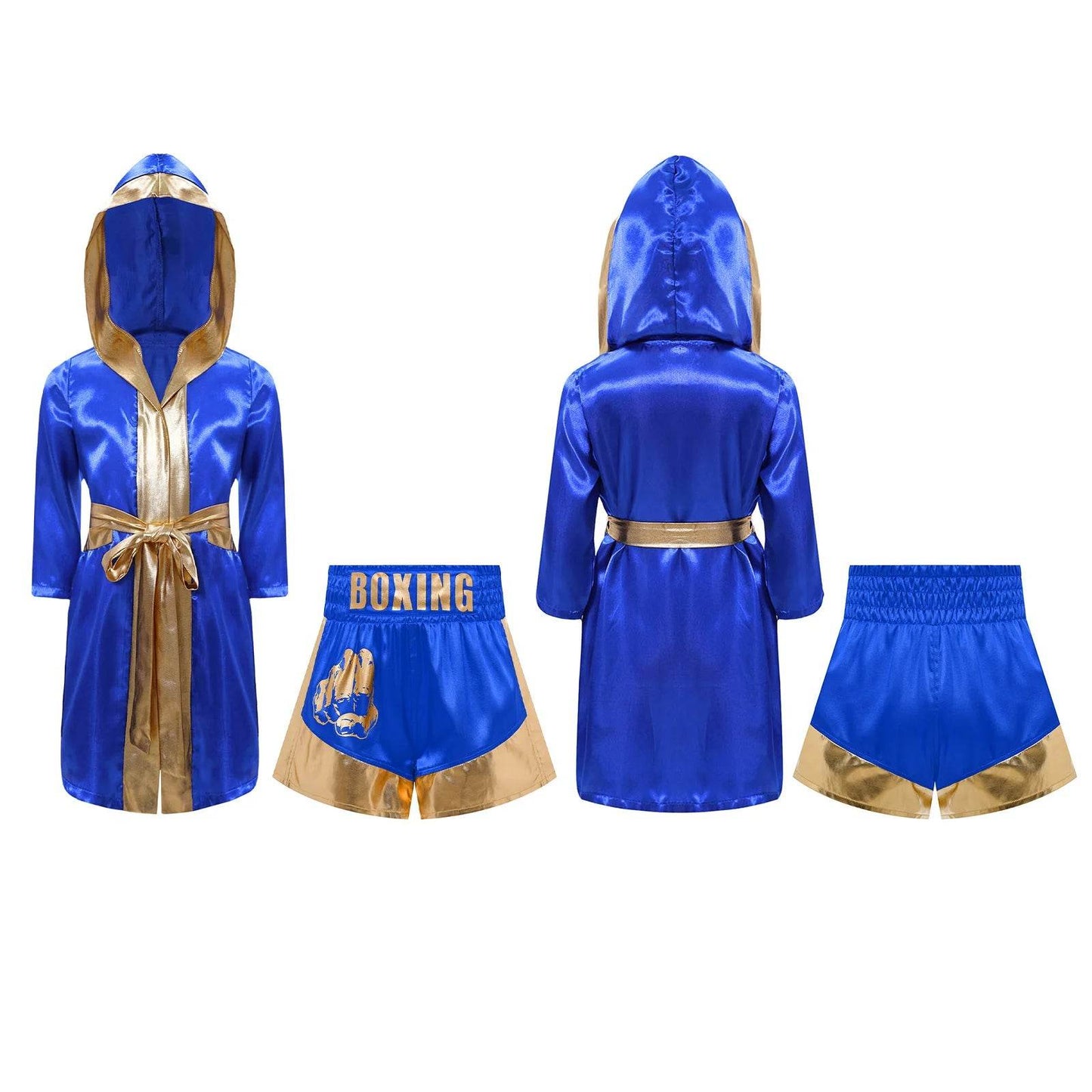 Deluxe Kids Boxing Robe Belted Hooded Metallic For Halloween - ToylandEU