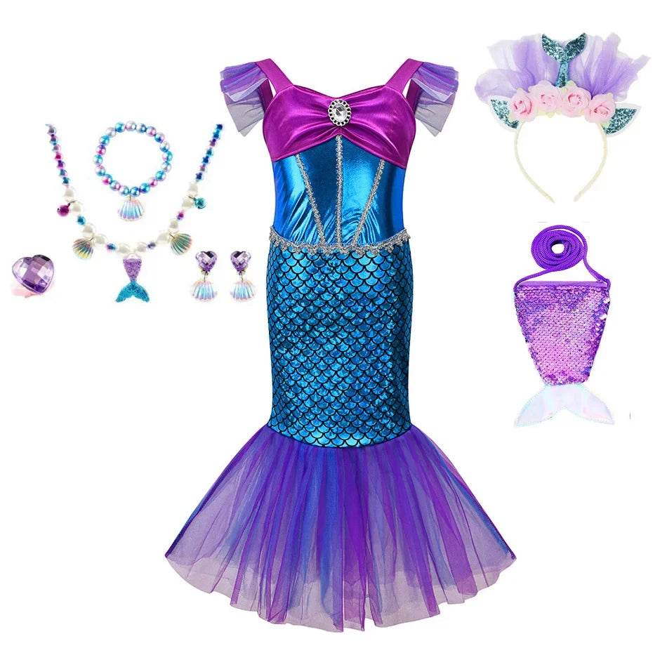 Deluxe Mermaid Dress Ankle Length Ages 2 to 10 Party Dress - ToylandEU
