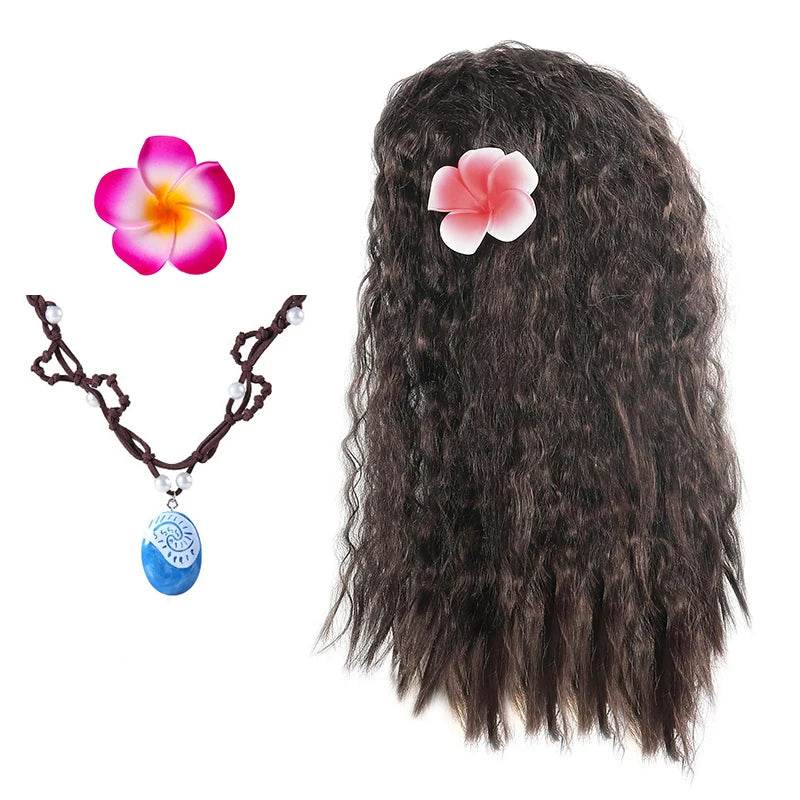 Deluxe Moana Costume Set Wig And Flower Clip For Girls - ToylandEU