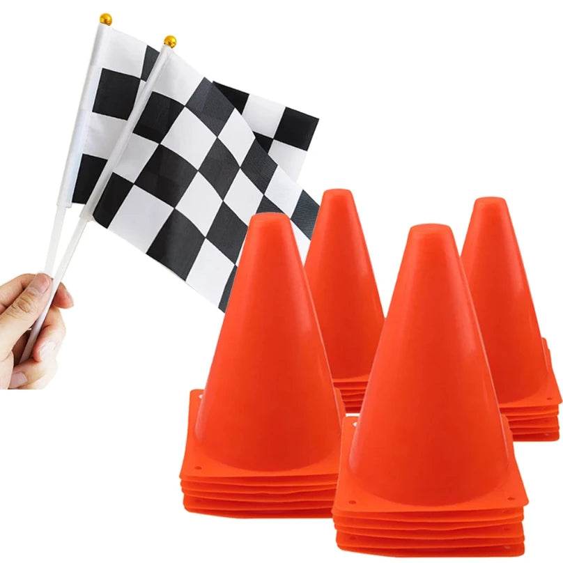 Deluxe Race Car Party Decor Mini Traffic Cones Flag Kids - ToylandEU