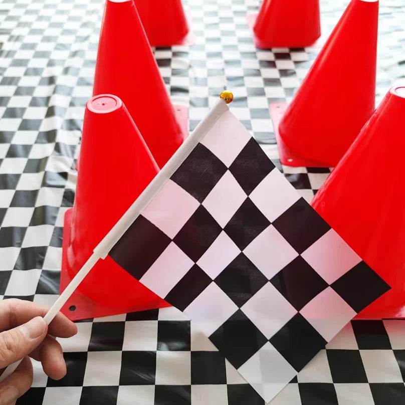 Deluxe Race Car Party Decor Mini Traffic Cones Flag Kids - ToylandEU