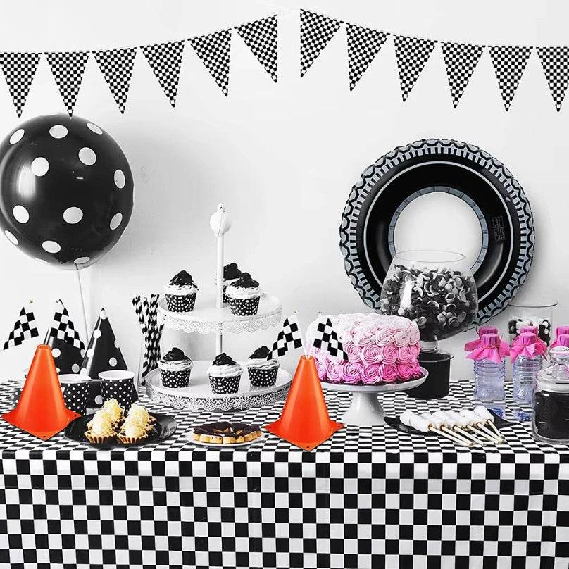 Deluxe Race Car Party Decor Mini Traffic Cones Flag Kids - ToylandEU