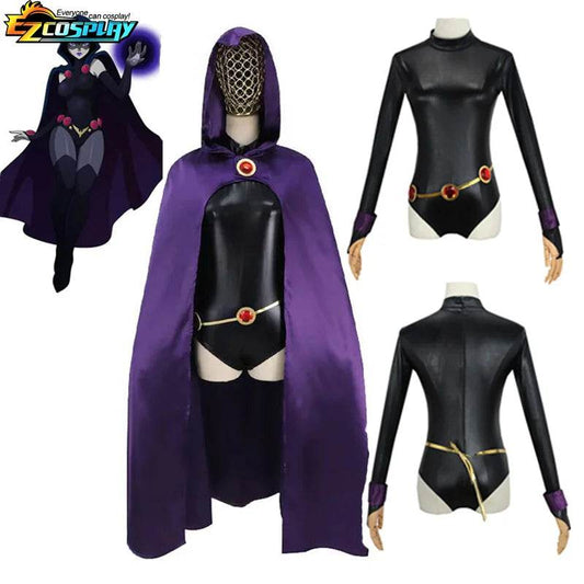 Deluxe Raven Cosplay Costume Jumpsuit Cloak Belt For Women - ToylandEU