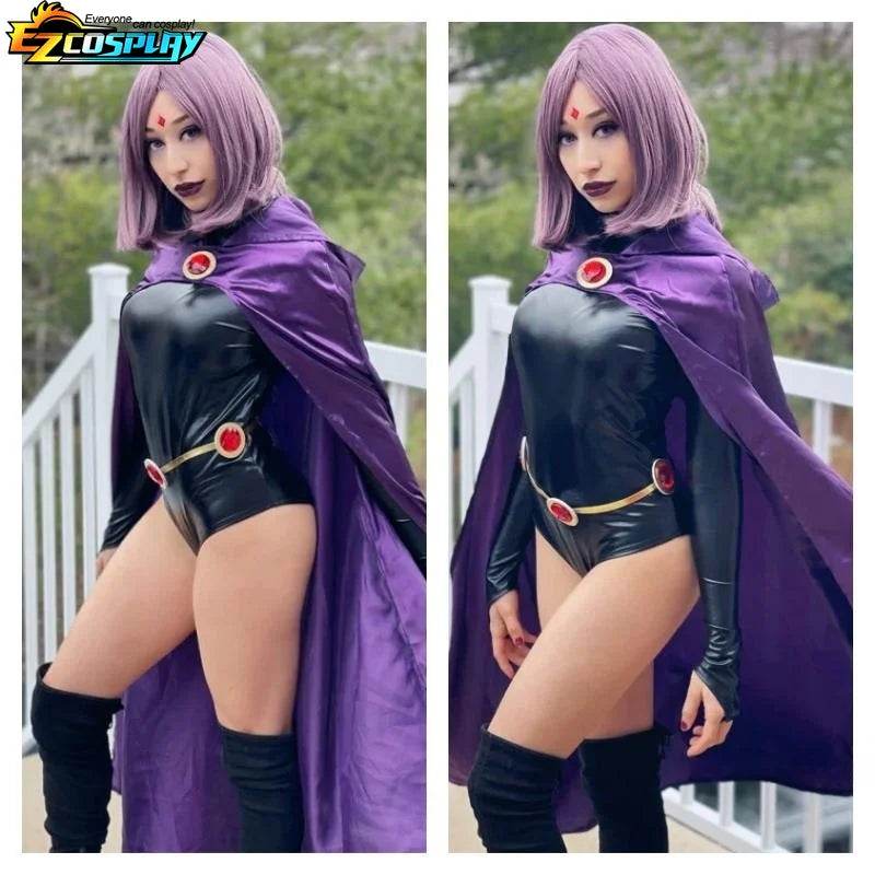 Deluxe Raven Cosplay Costume Jumpsuit Cloak Belt For Women - ToylandEU
