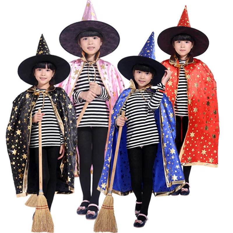 Deluxe Satin Cape With Hat For Kids Wizard Witch Costume - ToylandEU