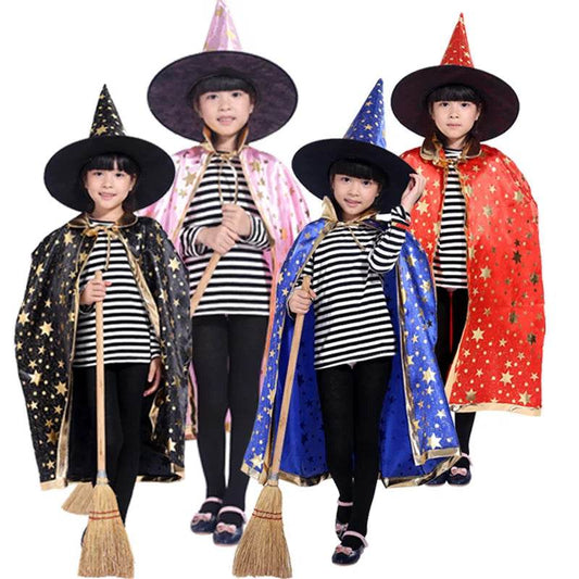 Deluxe Satin Cape With Hat For Kids Wizard Witch Costume - ToylandEU