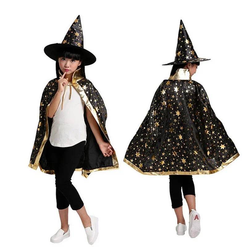 Deluxe Satin Cape With Hat For Kids Wizard Witch Costume - ToylandEU