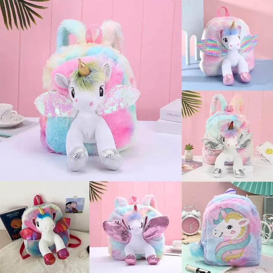  Deluxe Unicorn Backpack 3D Fur Design Toyland EU -  ToylandEU™