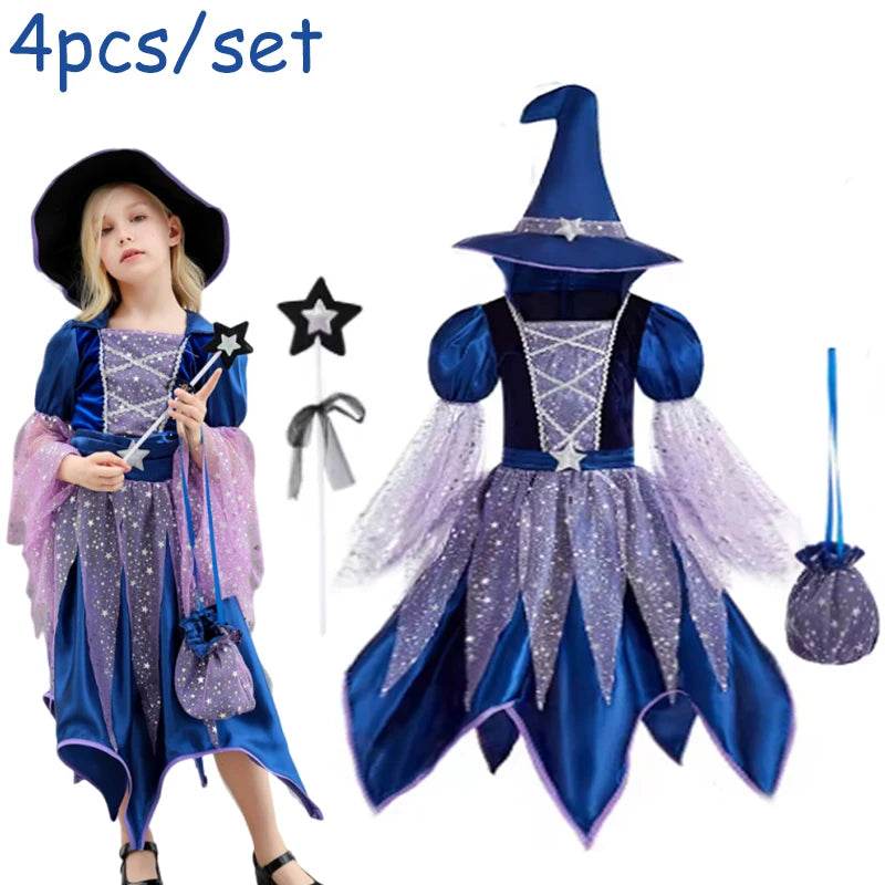 Deluxe Witch Costume With Bag Hat Wand For Girls 7 To 13 - ToylandEU