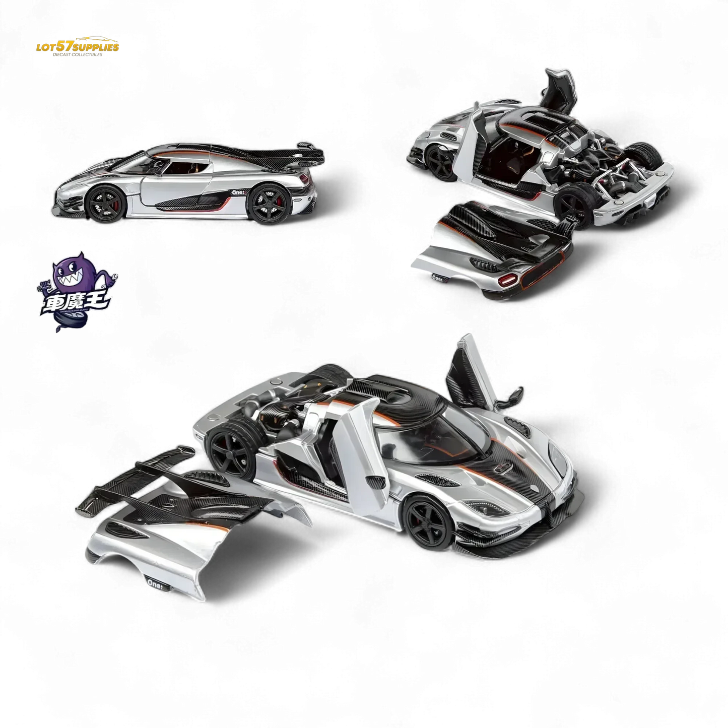DEMON KING Koenigsegg ONE:1 - Silver 1:64 - ToylandEU