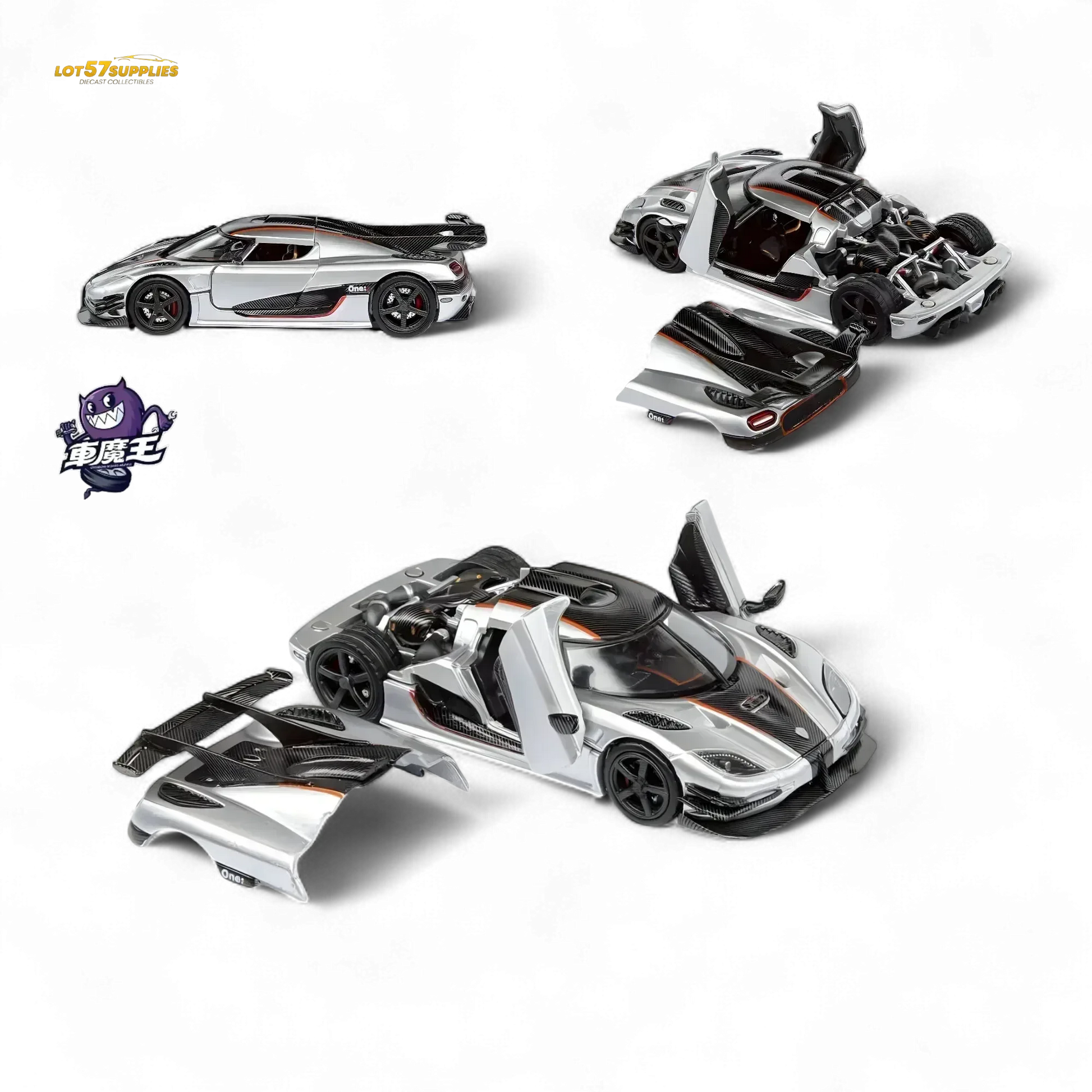 DEMON KING Koenigsegg ONE:1 - Silver 1:64 - ToylandEU