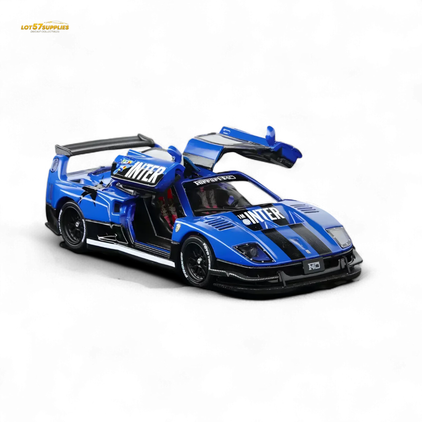 Demon King Auto F40 LB-Works Wide-Body Gull Wing Gate Modified - Inter Milan Livery 1:64 - ToylandEU