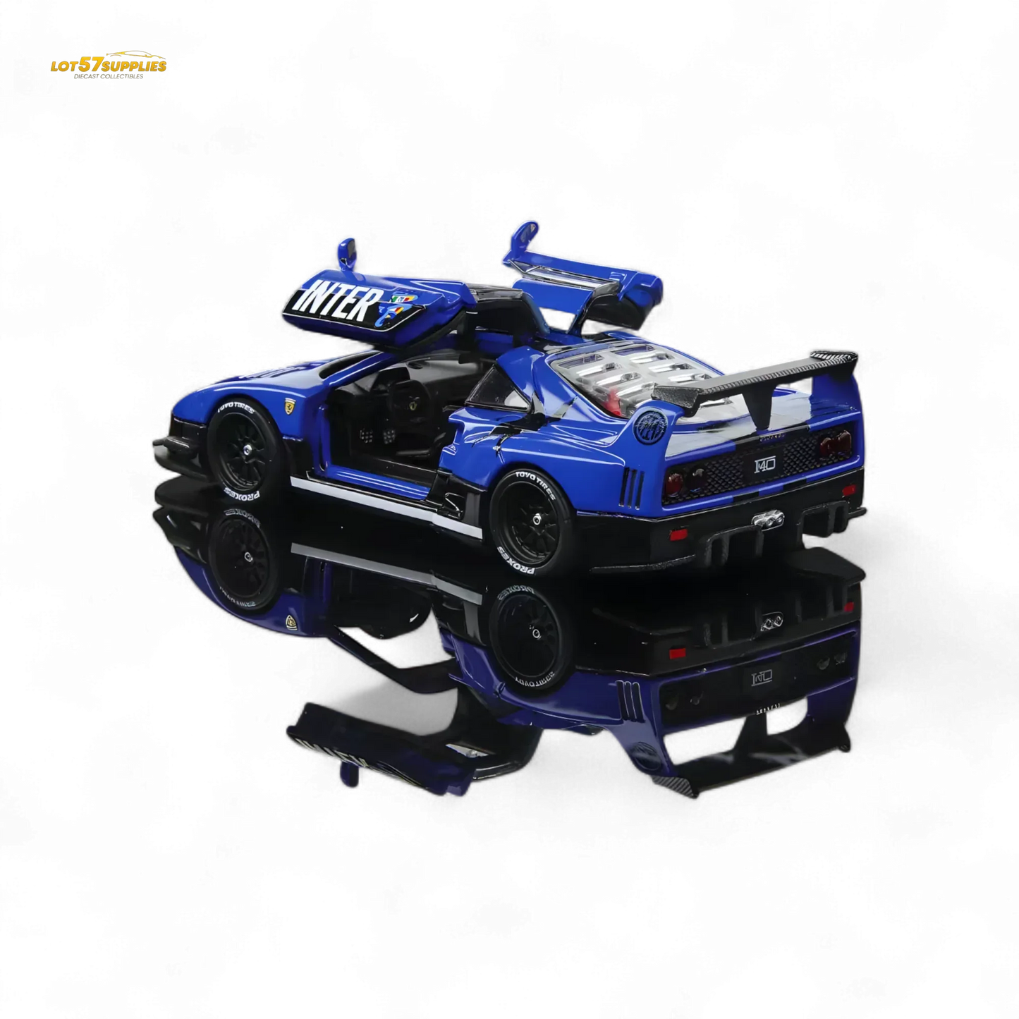 Demon King Auto F40 LB-Works Wide-Body Gull Wing Gate Modified - Inter Milan Livery 1:64 - ToylandEU
