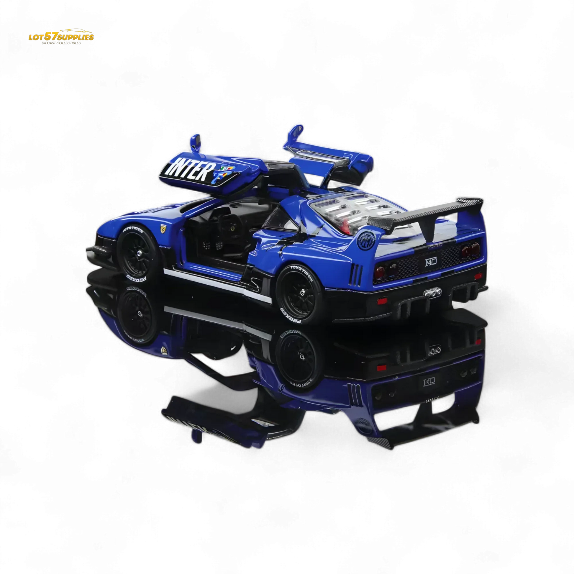Demon King Auto F40 LB-Works Wide-Body Gull Wing Gate Modified - Inter Milan Livery 1:64 - ToylandEU