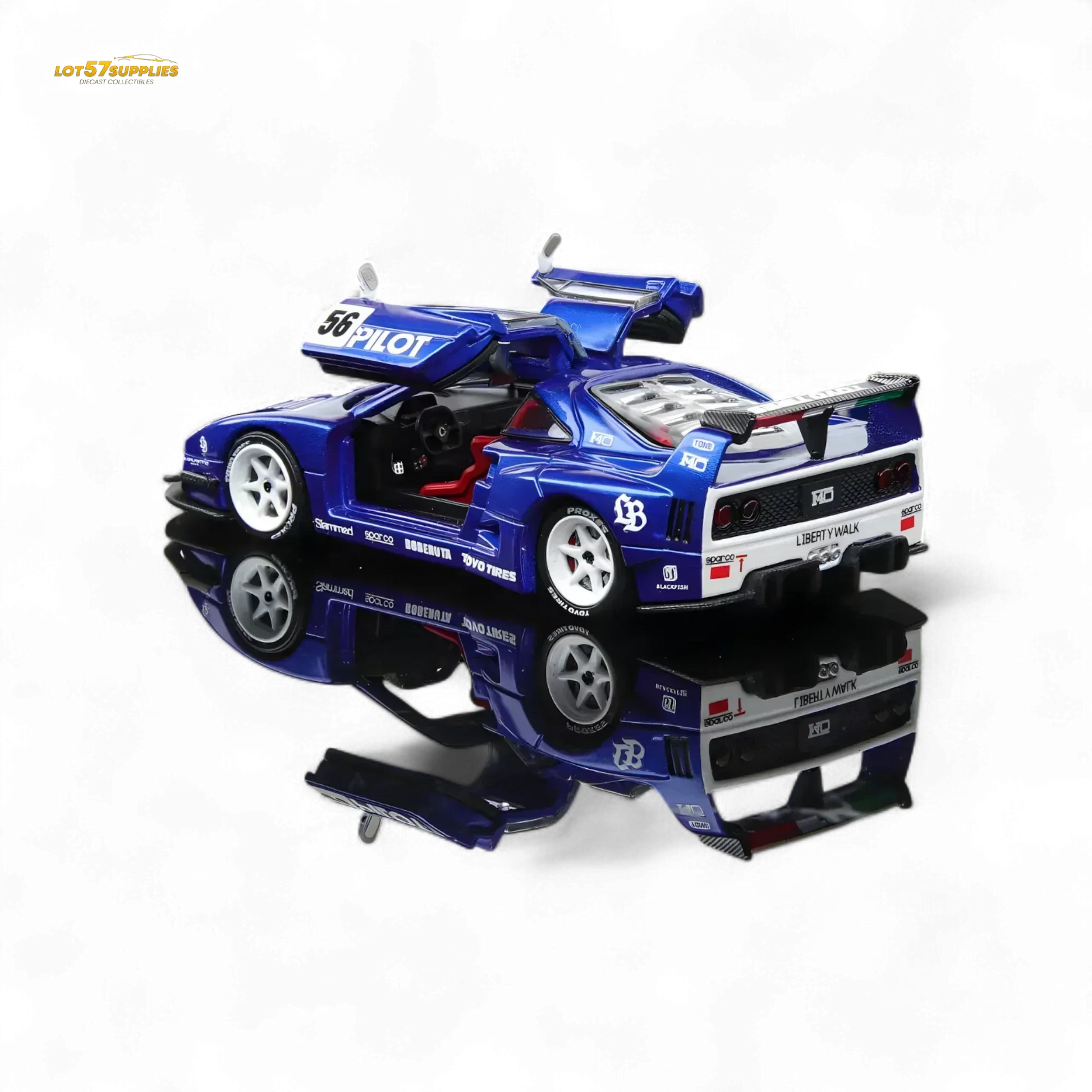Demon King Auto F40 LB-Works Wide-Body Gull Wing Gate Modified - PILOT Livery 1:64 - ToylandEU