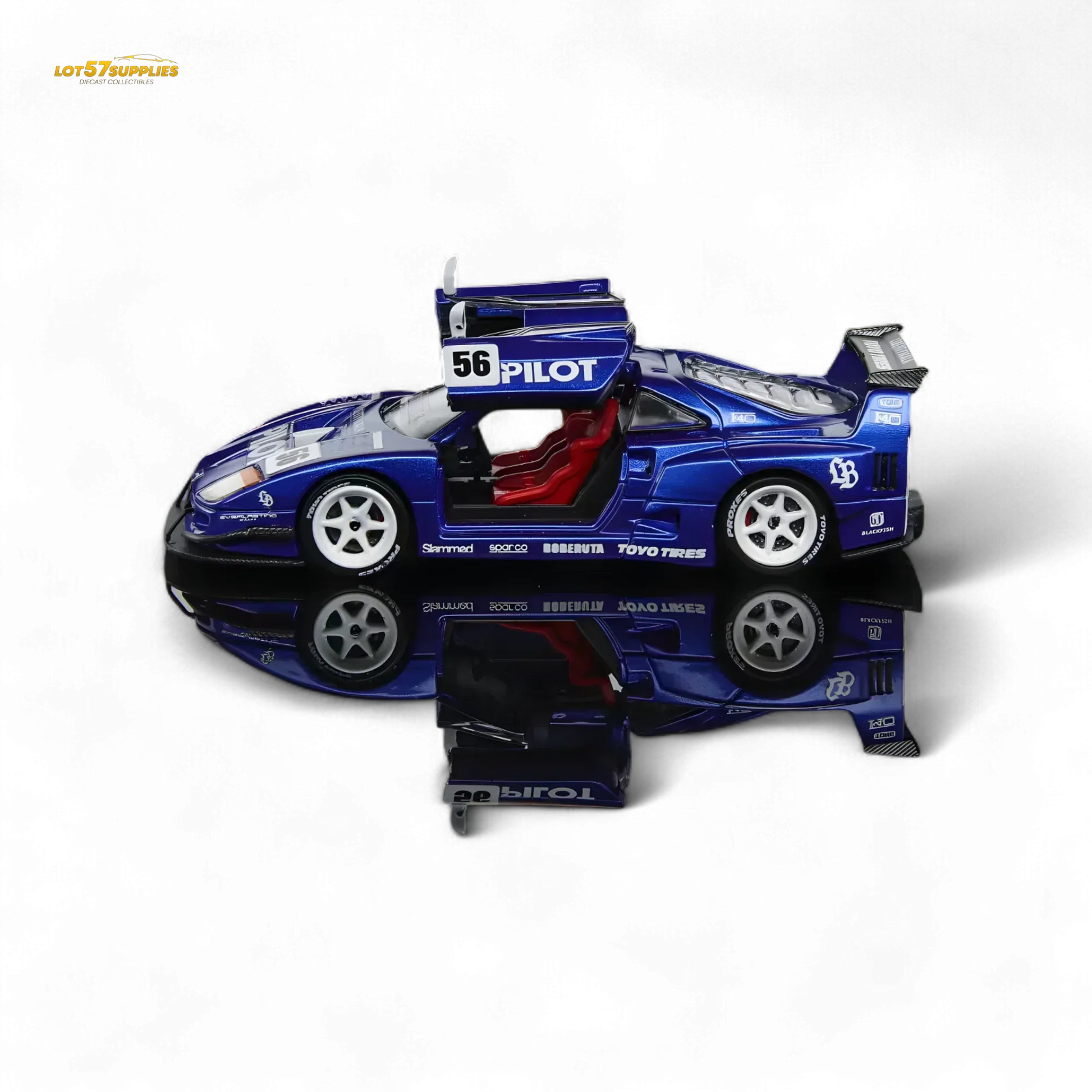 Demon King Auto F40 LB-Works Wide-Body Gull Wing Gate Modified - PILOT Livery 1:64 - ToylandEU
