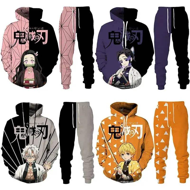 Demon Slayer Anime Hoodie Tracksuit Oversize Streetwear Set - ToylandEU
