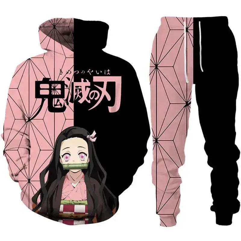 Demon Slayer Anime Hoodie Tracksuit Oversize Streetwear Set - ToylandEU