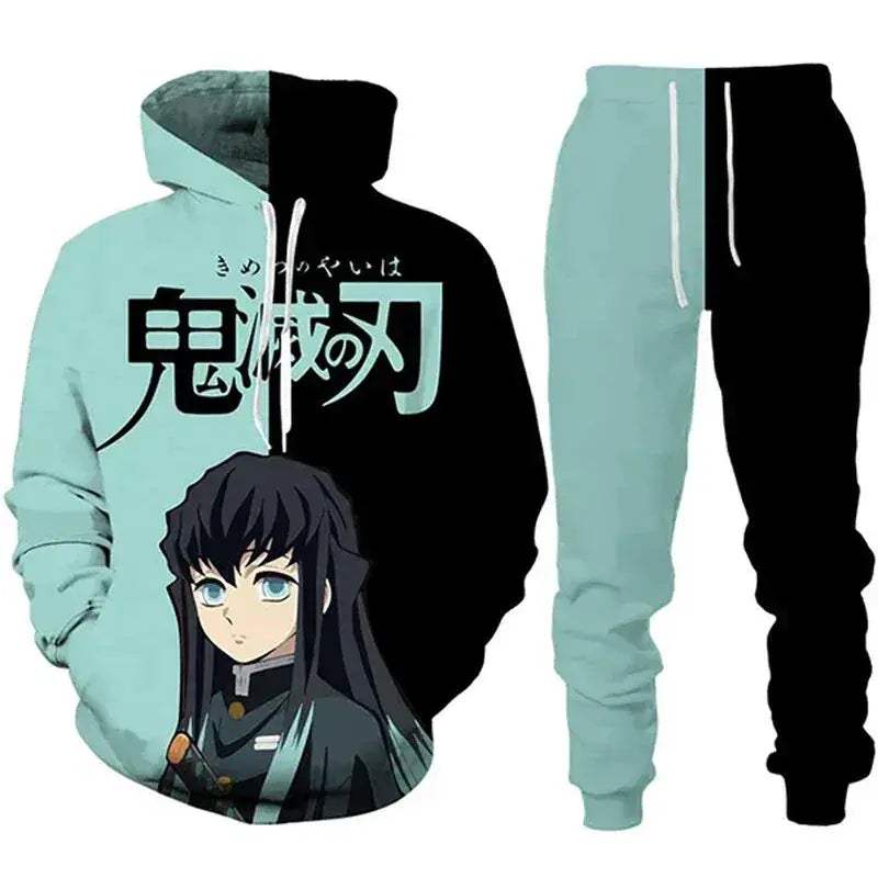 Demon Slayer Anime Hoodie Tracksuit Oversize Streetwear Set - ToylandEU